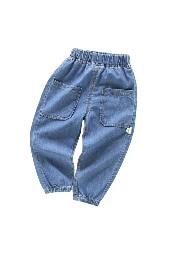 Toddler Boys Pull On Jeans Kids Casual Denim Jogger Pants with Pockets, Sizes 2-7