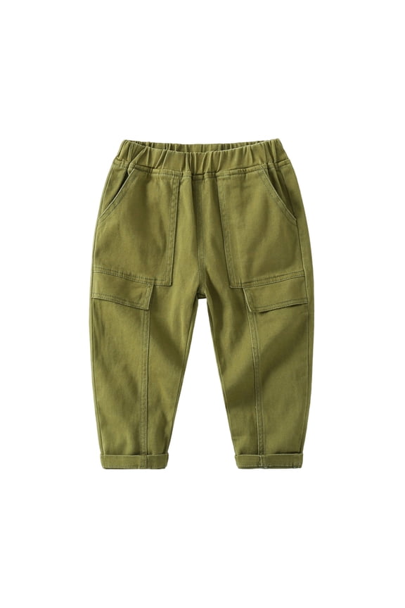 Toddler Boys Pull On Pants Casual Solid Color Relaxed Fit Trousers, Sizes 3-4