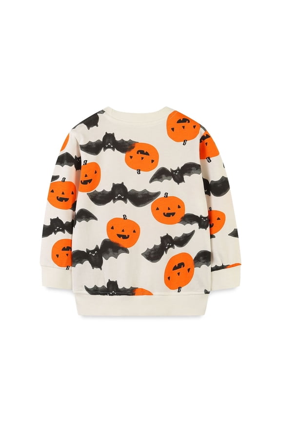 Toddler Boys Pumpkin Halloween Sweatshirt Cotton Long Sleeve Pullover Top, Sizes 4-5