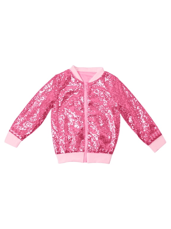 Toddler Boys Shiny Sequins Jacket Kids Glitter Zip-Up Bomber Jacket, Sizes 2-3