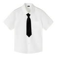 thumbnail image 1 of Kiijoy Toddler Boys Short Sleeve Dress Shirt Solid Color Classic Button Down School Shirt, 1 of 3