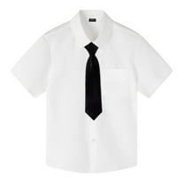 Kiijoy Toddler Boys Short Sleeve Dress Shirt Solid Color Classic Button Down School Shirt