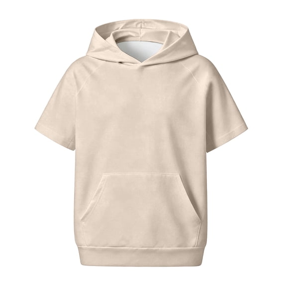 Kiijoy Toddler Boys Short Sleeve Hooded T-Shirt Casual Active T Shirt Tee, Beige, Size 4-5