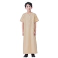 thumbnail image 1 of Kiijoy Toddler Boys Short Sleeve Thobe Robe Loose Zipper Crew Neck Kufi Robe, Sizes 4-5, 1 of 8