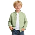 thumbnail image 1 of Kiijoy Toddler Boys Solid Long Sleeve Shirt Casual Neck Button Down Pocket Shirt, 1 of 5