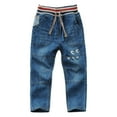 thumbnail image 1 of Kiijoy Toddler Boys Straight Drawstring Jeans Elastic Waist Stretch Denim Pants, Sizes 2-3, 1 of 6