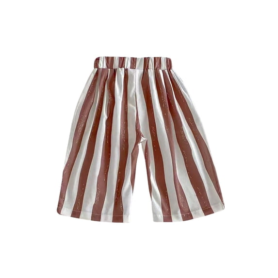 Kiijoy Toddler Boys Striped Cropped Pants Casual Pull On Wide Leg Slacks Capri Pants, Sizes 3-4T