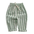 thumbnail image 1 of Kiijoy Toddler Boys Striped Linen Pants Elastic Waist Drawstring Trousers, Sizes 4-5, 1 of 2