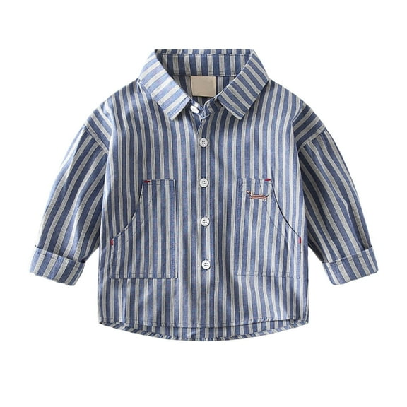 Kiijoy Toddler Boys Striped Long Sleeve Shirt Kids Casual Button Down Shirt, Sizes 4-5