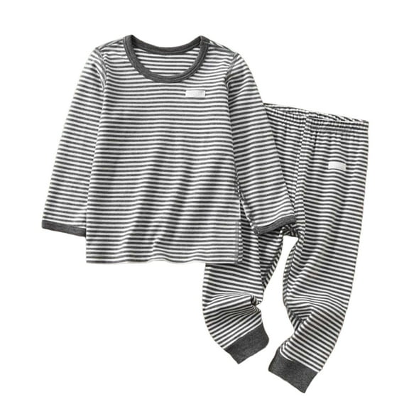 Kiijoy Toddler Boys Striped Pajamas Cotton Long Sleeve T Shirt Pants Soft Cozy Sleepwear Set