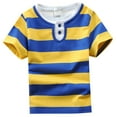thumbnail image 1 of Kiijoy Toddler Boys Striped Short Sleeve T Shirt Summer Casual Henley T-Shirt, Sizes 1-15, 1 of 3