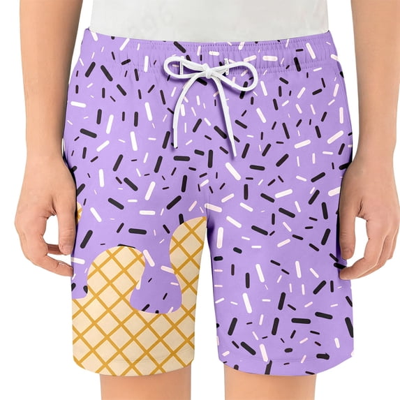 Kiijoy Toddler Boys Summer Beach Shorts Casual Ice-cream Print Quick-Dry Board Shorts, Sizes 2-3T