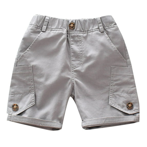 Kiijoy Toddler Boys Summer Cargo Shorts Casual Pull On Cotton Shorts for Kids, Sizes 1-7
