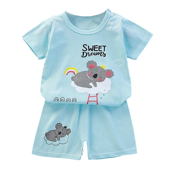 Kiijoy Toddler Boys Summer Clothes Set Cartoon Short Sleeve T-Shirt Shorts Sets, Sizes 4-5T