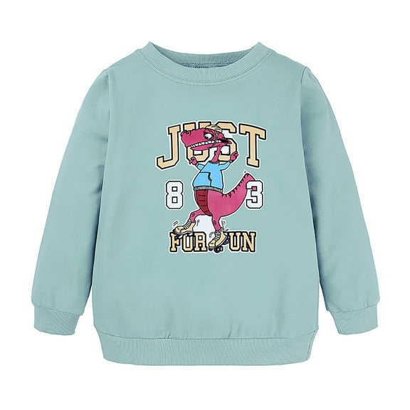 Kiijoy Toddler Boys Sweatshirt Cartoon Animal Print Long Sleeve Pullover Top, Sizes 3-4