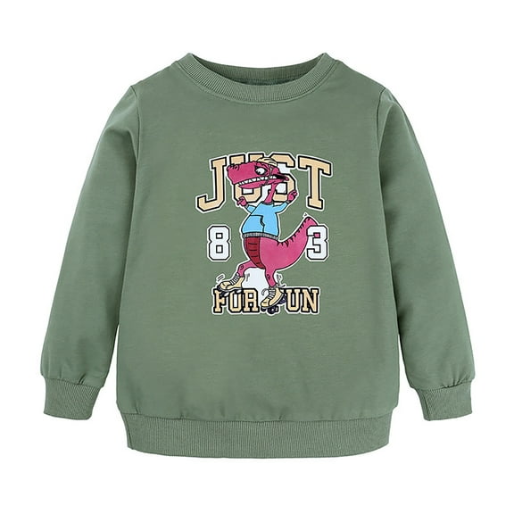 Kiijoy Toddler Boys Sweatshirt Cartoon Animal Print Long Sleeve Pullover Top, Sizes 3-4