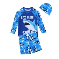 Kiijoy Toddler Boys Swimsuit Shark Print UPF50  Quick Dry Rash Guard Shorts Bathing Suit, Sizes 3-7