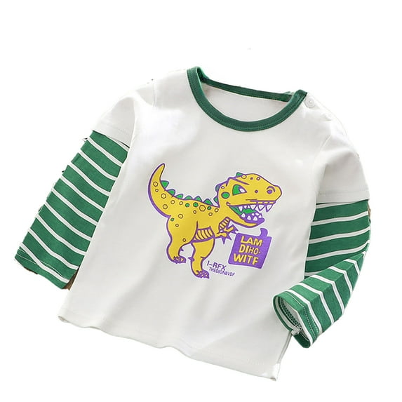 Kiijoy Toddler Boys T Shirt Bear Print Patchwork Long Sleeve T-Shirt Casual Undershirt Top