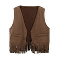 thumbnail image 1 of Kiijoy Toddler Boys Tassel Fringe Cowboy Vest Solid Dress-Up Waistcoat Sleeveless Top, Sizes 3-4, 1 of 7