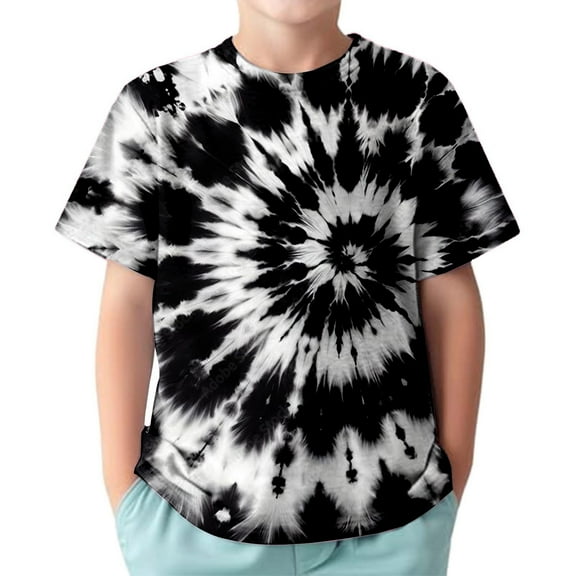 Kiijoy Toddler Boys Tie Dyed Short Sleeve T Shirt Summer Casual T-Shirt Tee Top, Sizes 3-13