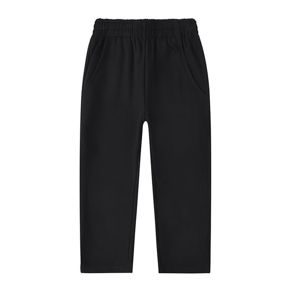 Kiijoy Toddler Boys Uniform Pants Pull On School Pants Casual Straight Leg Trousers, Black, Sizes 1-2