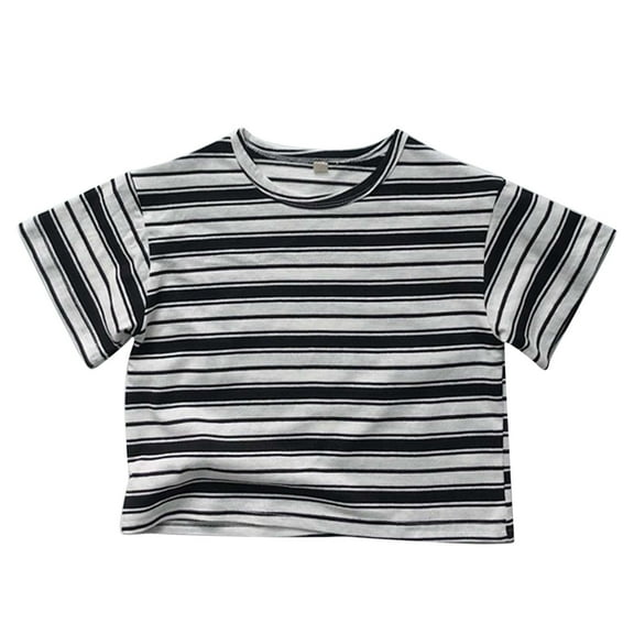 Kiijoy Toddler Boys Vintage Striped T-Shirt Short Sleeve Crew Neck T Shirt, Sizes 1-7
