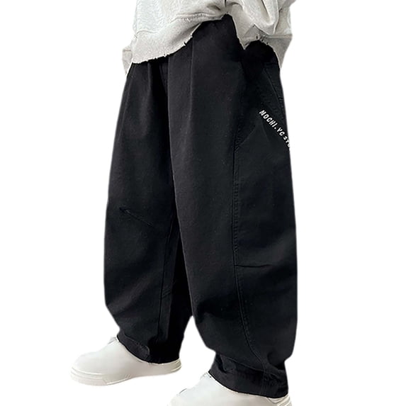 Kiijoy Toddler Boys Wide Leg Pants Casual Active Pull On Baggy Pants with Pockets, Sizes 4-5T