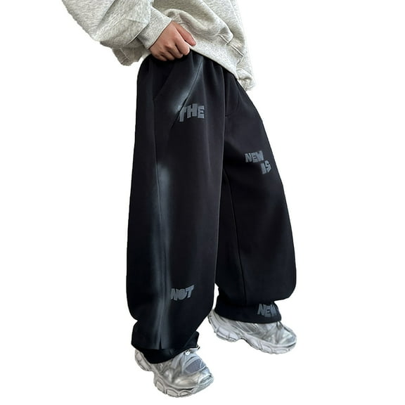 Kiijoy Toddler Boys Wide Leg Sweatpants Fashion Loose Fit Casual Sports Pants, Sizes 4-5