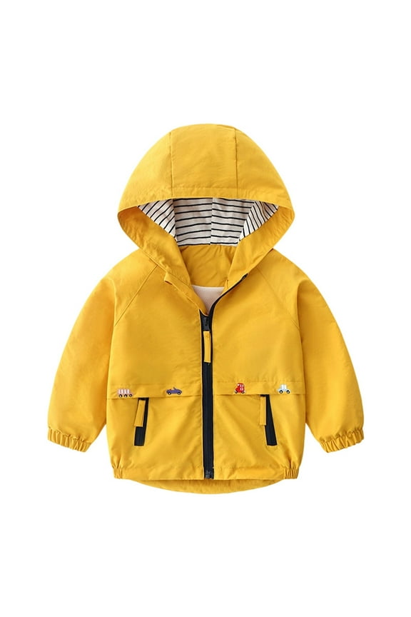 Toddler Boys Windbreaker Jacket Waterproof Lightweight Hooded Raincoat, Sizes 3-4