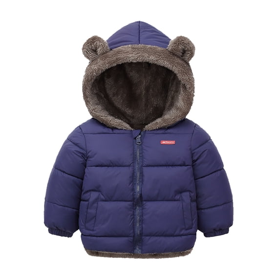 Kiijoy Toddler Boys Winter Coat Warm Bear Ears Hooded Jacket Outerwear, Sizes 2-3
