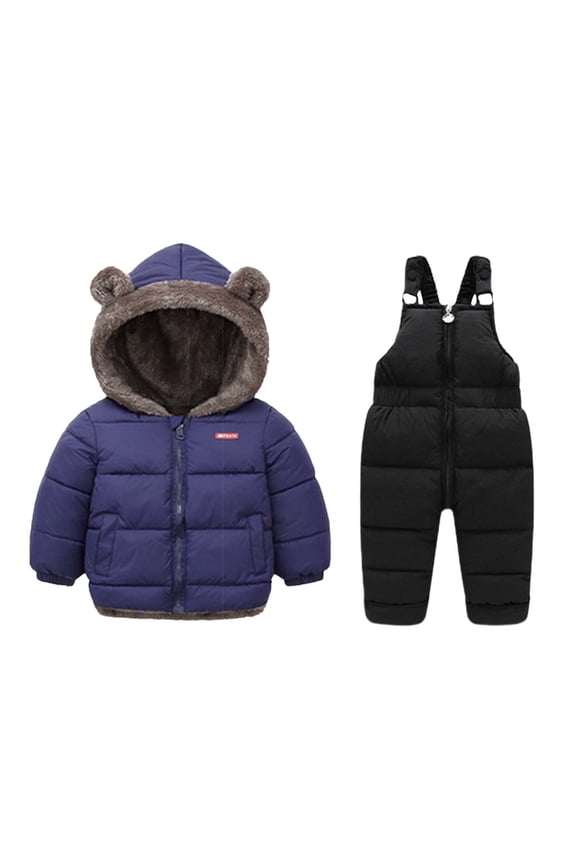 Toddler Boys Winter Snowsuit Lined Padded Coat Overalls Outfits, Sizes 3-4T