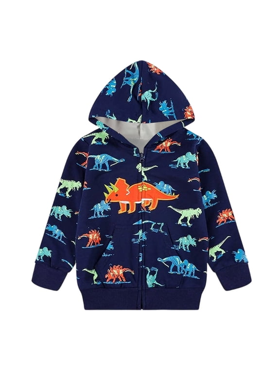 Toddler Boys Zip Up Hoodies Cartoon Sweatshirts Spring Fall Casual Jackets, 4-5 Years