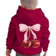thumbnail image 1 of Kiijoy Toddler Girl'S Casual Sports Hoodie Cherry Bow Print Pullover Hooded Sweatshirt, 1 of 4