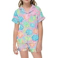thumbnail image 1 of Kiijoy Toddler Girl's Pajamas Shell Print Short Sleeve Button Shirt & Shorts Sleepwear Set, 1 of 4