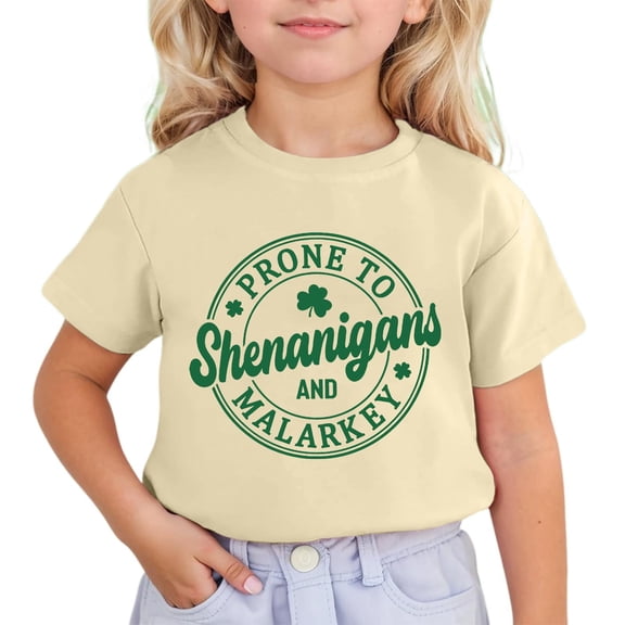 Kiijoy Toddler Girl's St. Patrick's Day Graphic Tee Short Sleeve Crewneck T Shirt, Sizes 3-4