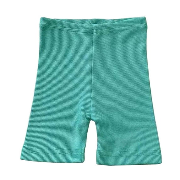 Kiijoy Toddler Girl's Stretch Ribbed Shorts Solid Color Slim Fit Soft Comfy Boyshorts