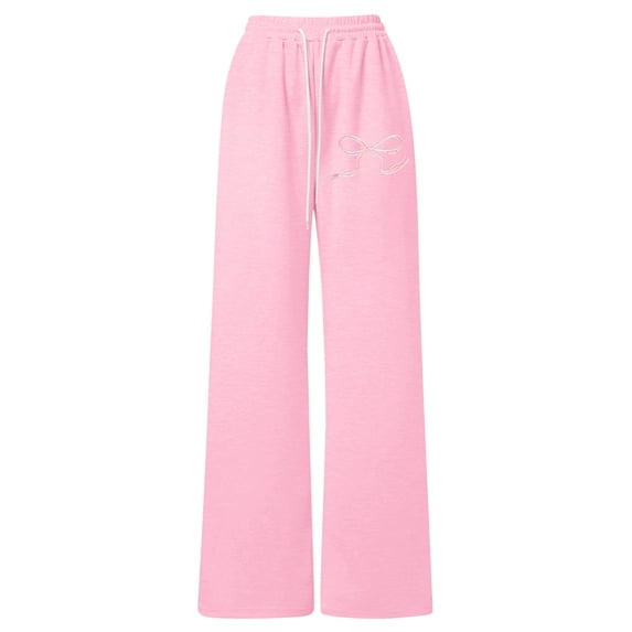 Kiijoy Toddler Girls Athletic Sweatpants Casual Bow Print Straight Baggy Sweat Pants, Sizes 4-5T