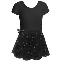 Kiijoy Toddler Girls Ballet Dance Leotard Dress Short Sleeve Dancewear Skirt Outfits, Sizes 2-3