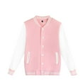 thumbnail image 1 of Kiijoy Toddler Girls Baseball Jacket Color Block Long Sleeve Sweatshirt Bomber Jacket, Red, 2-3 Years, 1 of 6