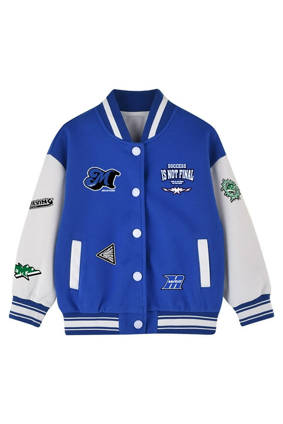 Toddler Girls Baseball Jacket Kids Colorblock Varsity Bomber Jacket, Sizes 3-4