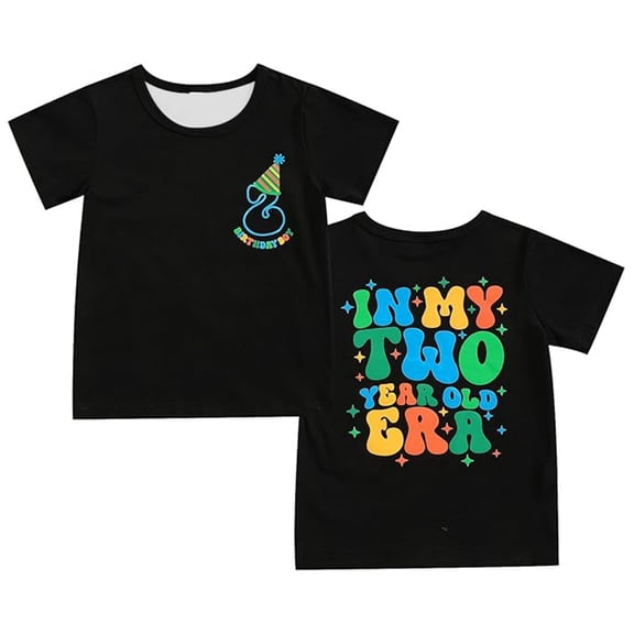 Kiijoy Toddler Girls Birthday Short Sleeve T-Shirt Crewneck Graphic Tee Top, Sizes 1-2