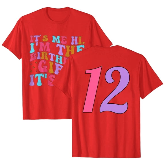 Kiijoy Toddler Girls Birthday T-Shirt Letter Print Short Sleeve T Shirt Tee, Red, Size 2-3