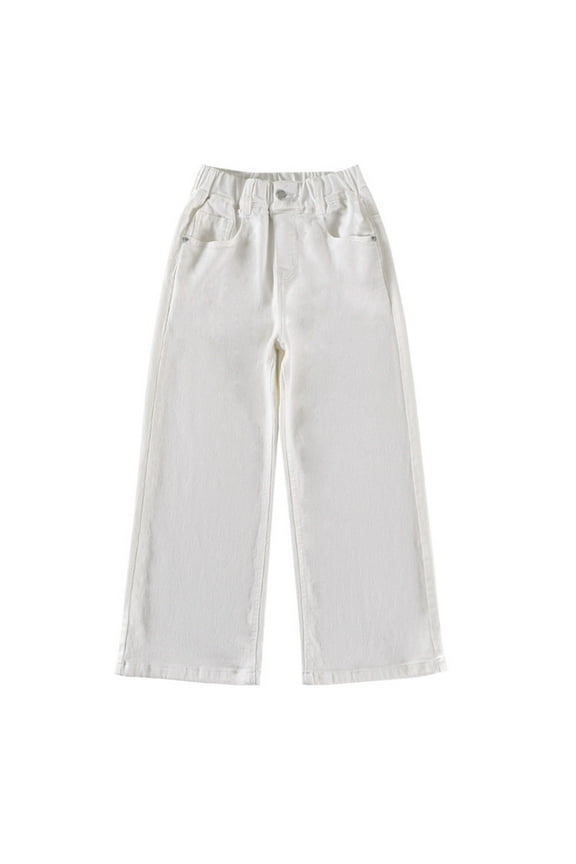 Toddler Girls Bow Embroidery Jeans Baggy Straight Leg Denim Pants, Sizes 3-4