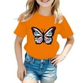thumbnail image 1 of Kiijoy Toddler Girls Butterfly Print Graphic Tee Short Sleeve Crewneck T-Shirt, Sizes 3-12, 1 of 3