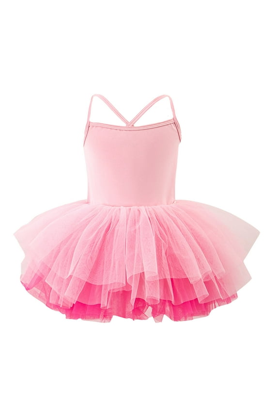 Toddler Girls Camisole Ballet Dance Dress Gymnastics Leotard Tutu Skirt, Sizes 4-5