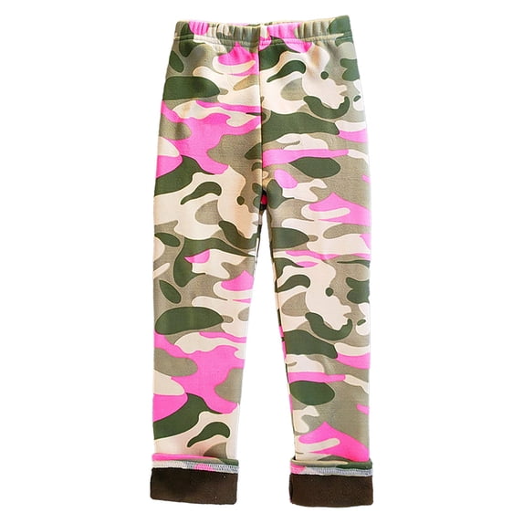 Kiijoy Toddler Girls Camo Fleece Leggings Fall Winter High Rise Stretch Pull On Pants, Sizes 3-4T