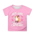 thumbnail image 1 of Kiijoy Toddler Girls Capybara Graphic Tee Cute Short Sleeve Round Neck T Shirt, Sizes 3-4, 1 of 3