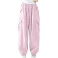 thumbnail image 1 of Kiijoy Toddler Girls Cargo Pants High Waist Drawstring Jogger Pants Trousers, Sizes 4-5, 1 of 3