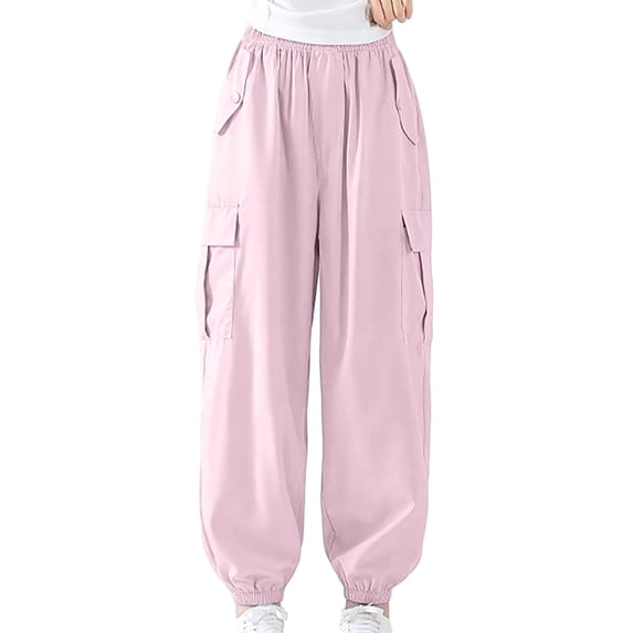 Kiijoy Toddler Girls Cargo Pants High Waist Drawstring Jogger Pants Trousers, Sizes 4-5
