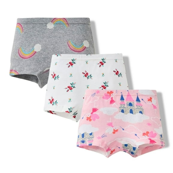 Kiijoy Toddler Girls Cartoon Boxer Briefs Underwear Boyshorts Panties, 3 Pack, Sizes 4-5
